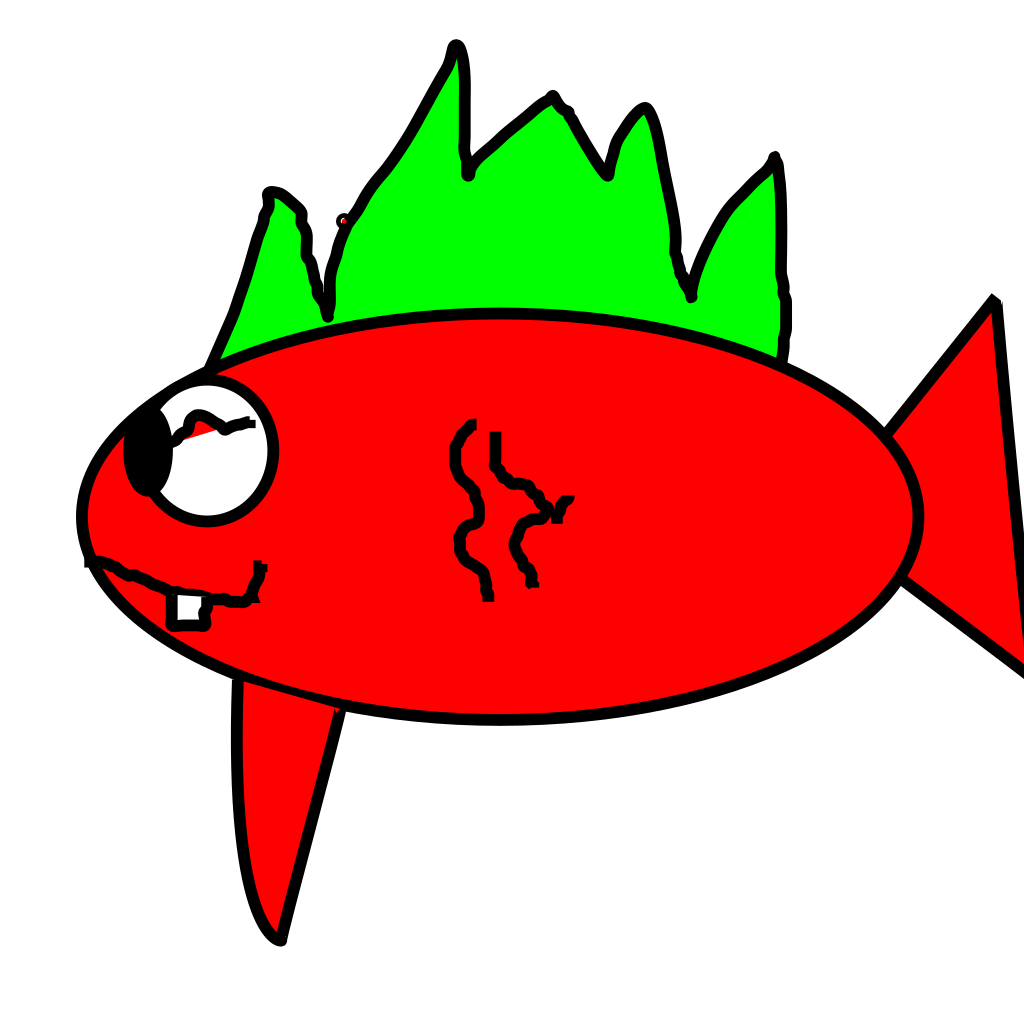 Cartoon Fish Png Free Download (black, white, red, lime)