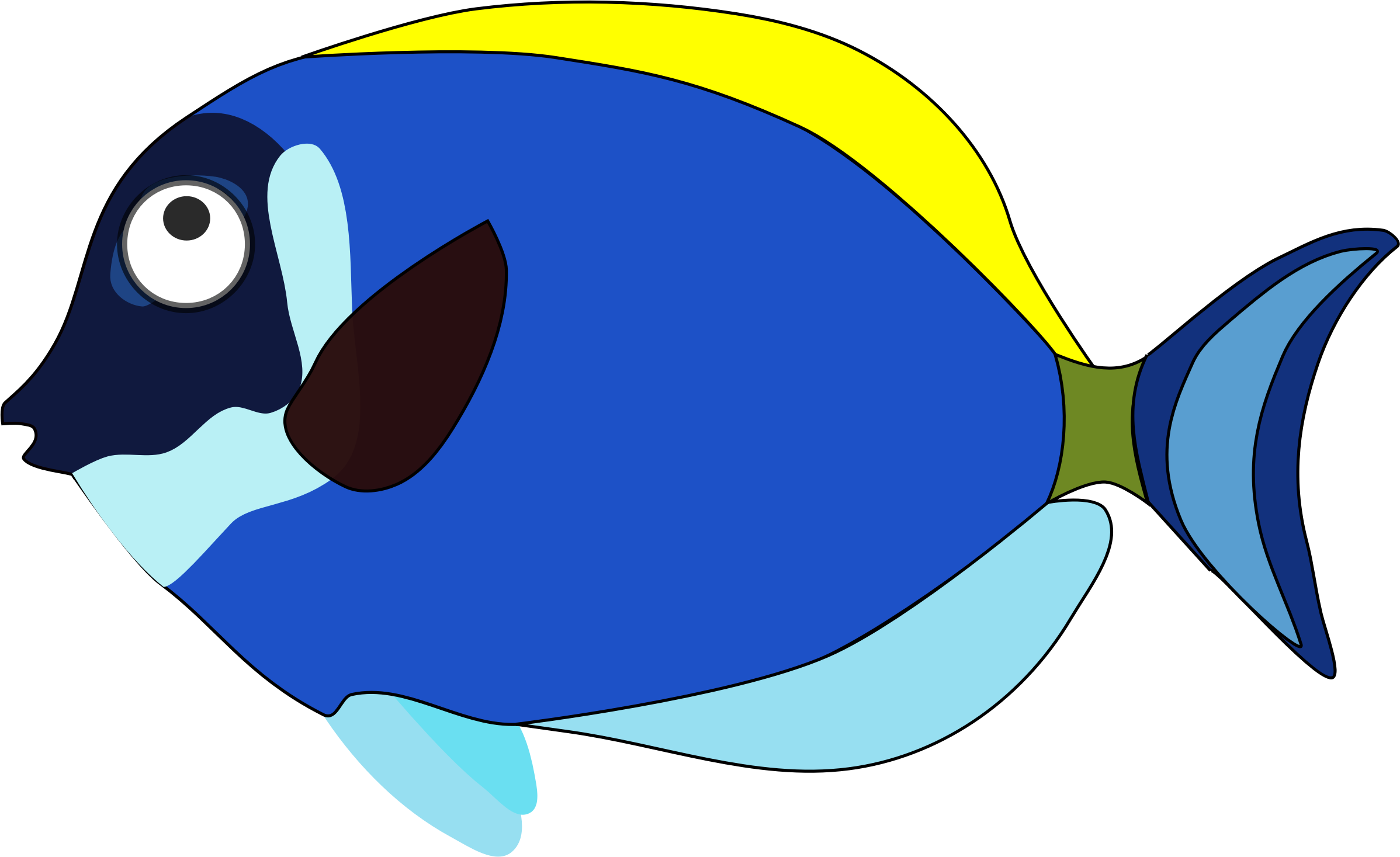 Cartoon Fish Png (yellow, teal, black, mint, gray)