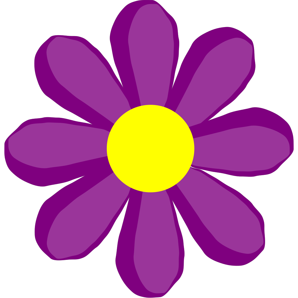 Cartoon Flower Png Clipart (black, yellow, purple)