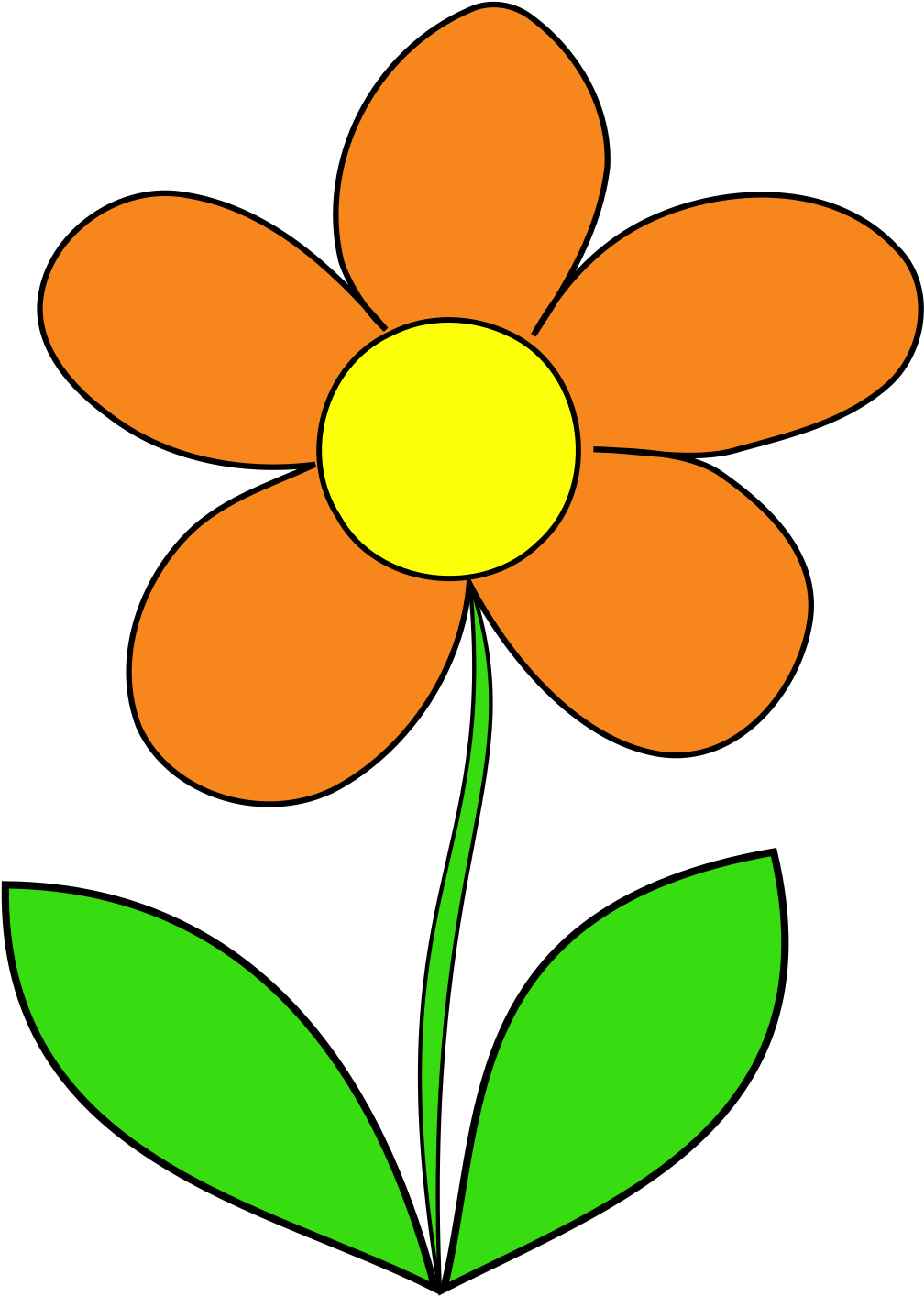 Cartoon Flower Png Hd (black, orange, yellow, lime)