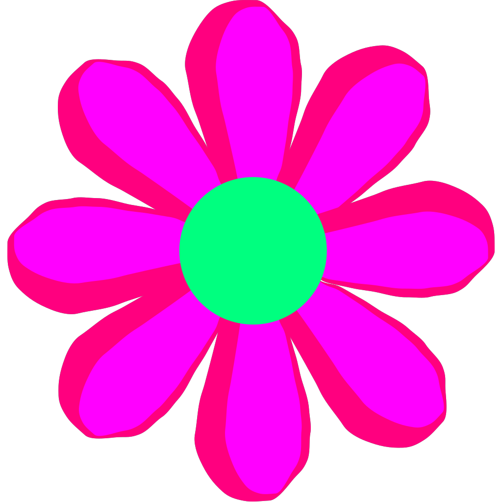 Cartoon Flower Png Image (black, lime, red, purplish red)