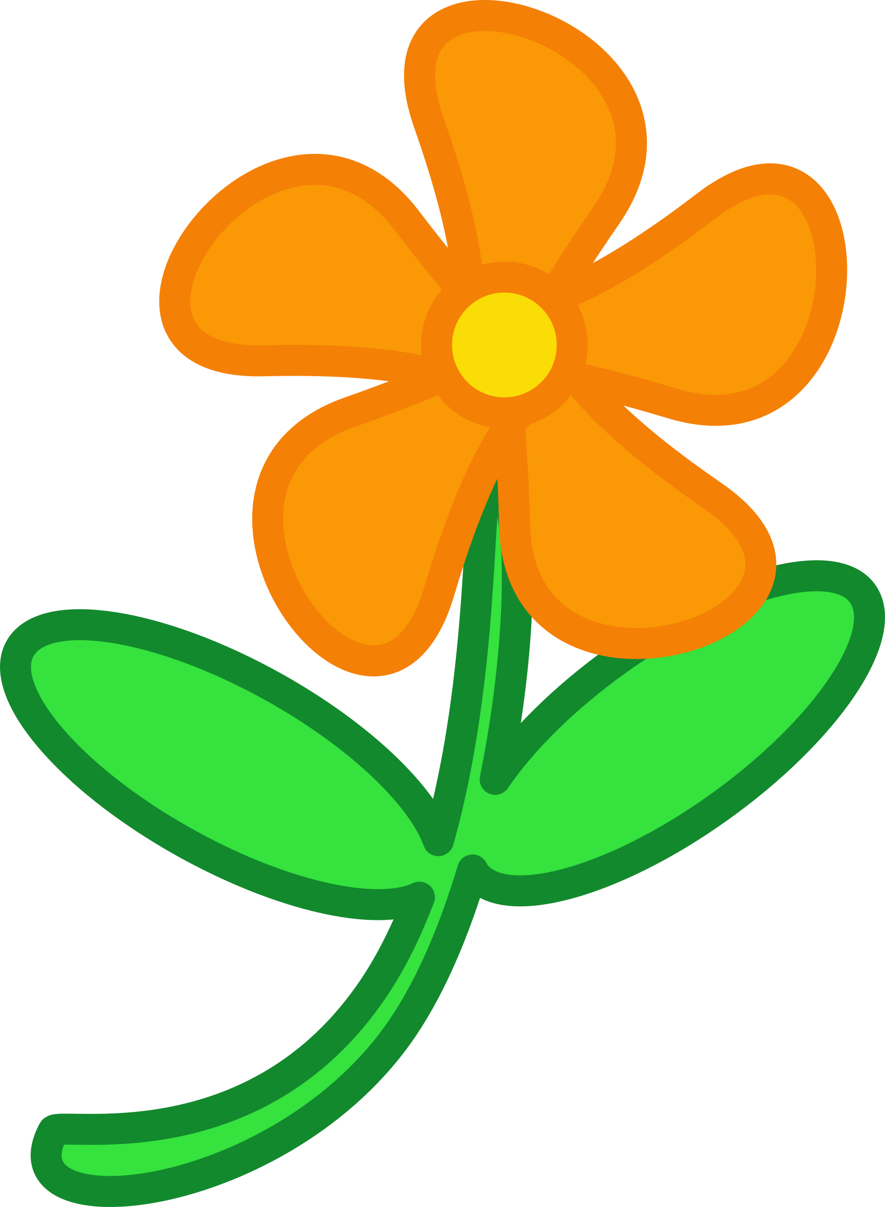 Cartoon Flower Png Transparent (black, orange, lime, green)