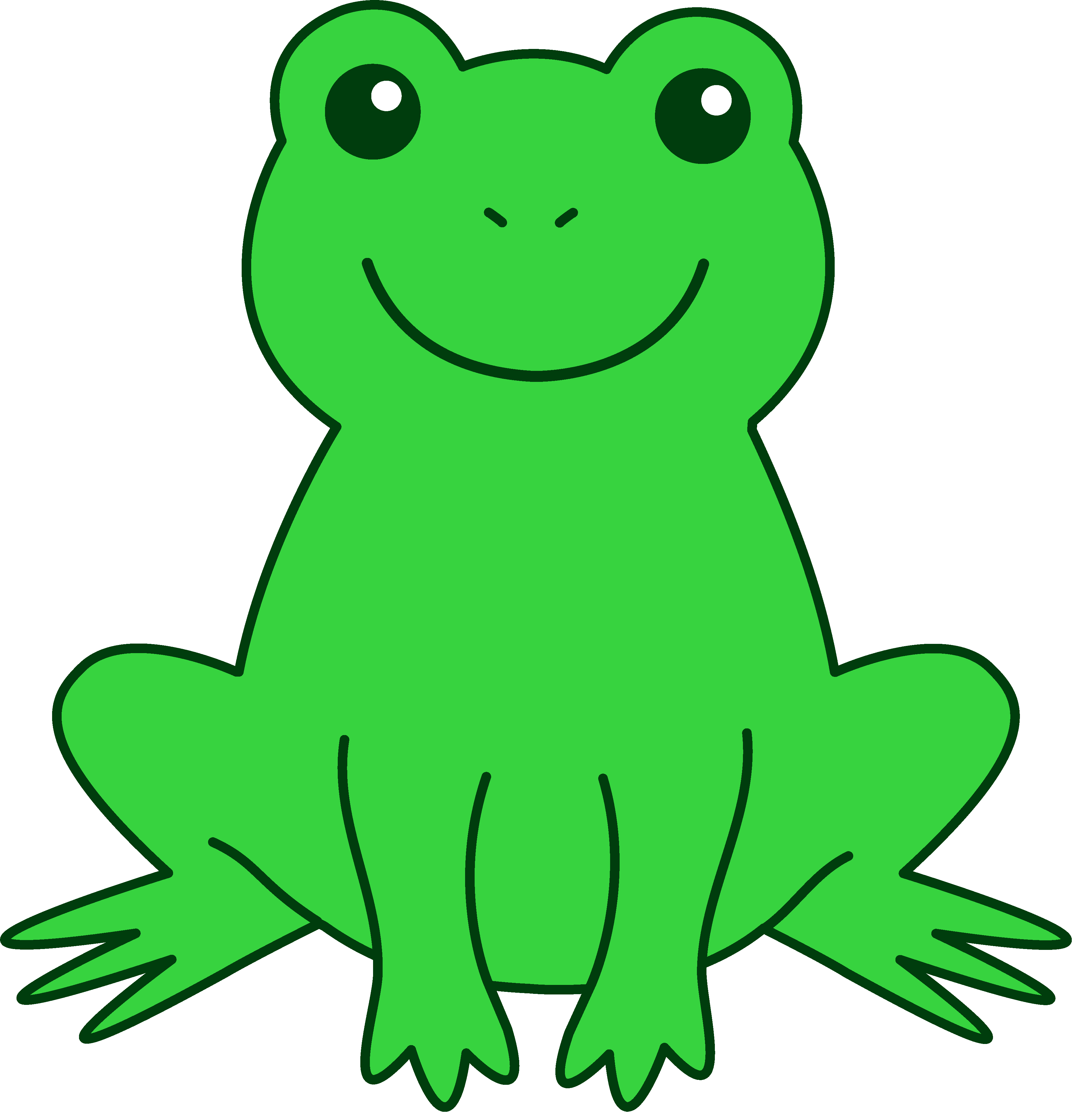 Cartoon Frog Png Clipart (white, black, lime)