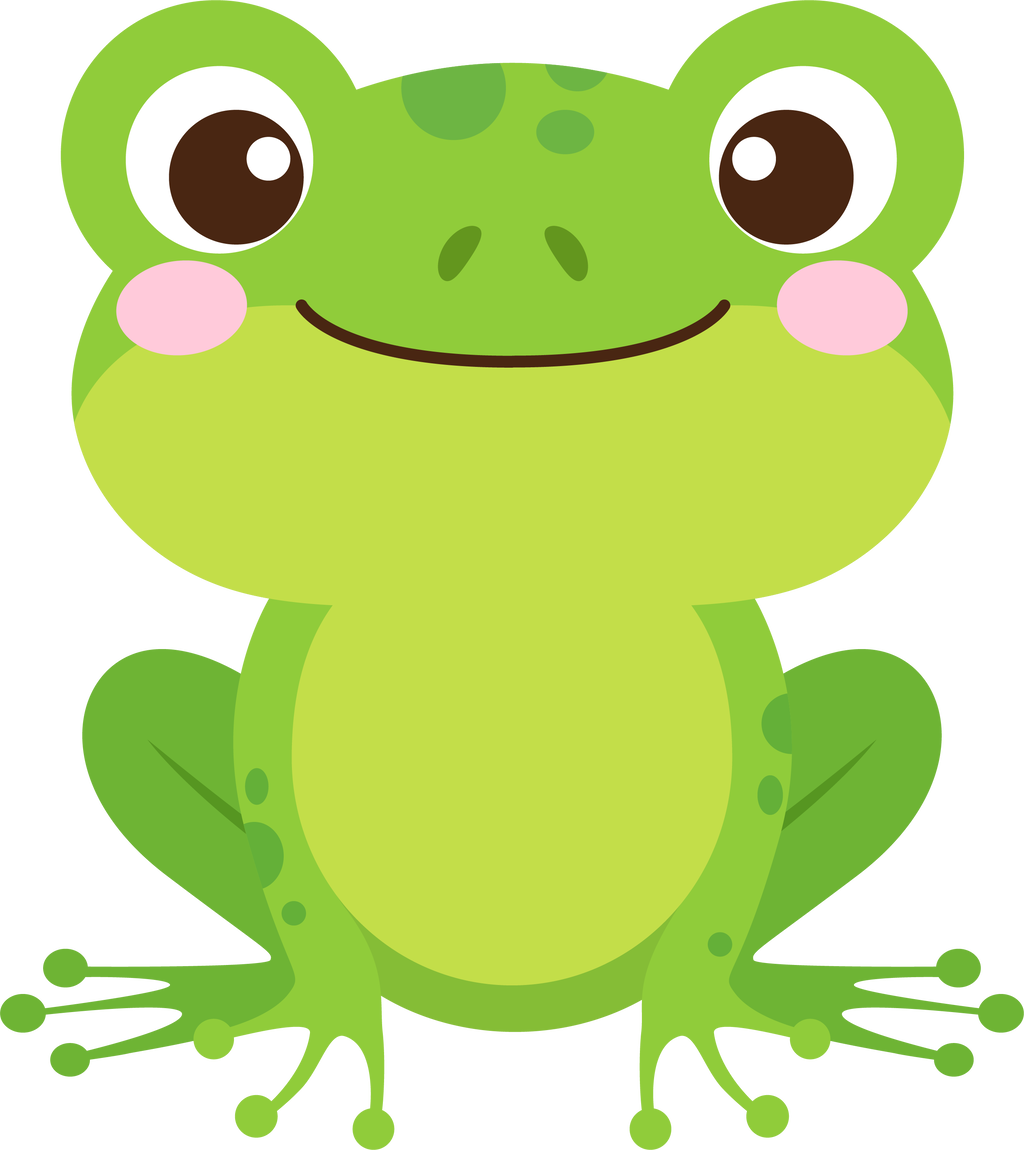 Cartoon Frog Png File (black, white, gold, pink, olive)