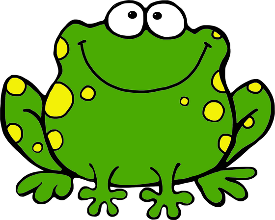 Cartoon Frog Png Isolated File (black, white, yellow, olive)