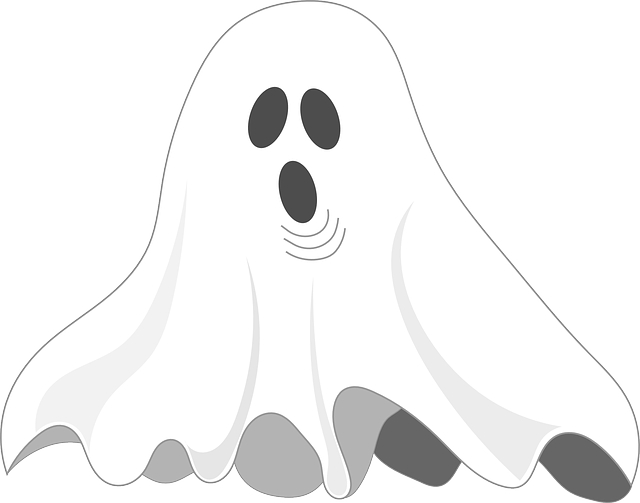 Cartoon Ghost Png File (silver, black, white, gray, lavender)