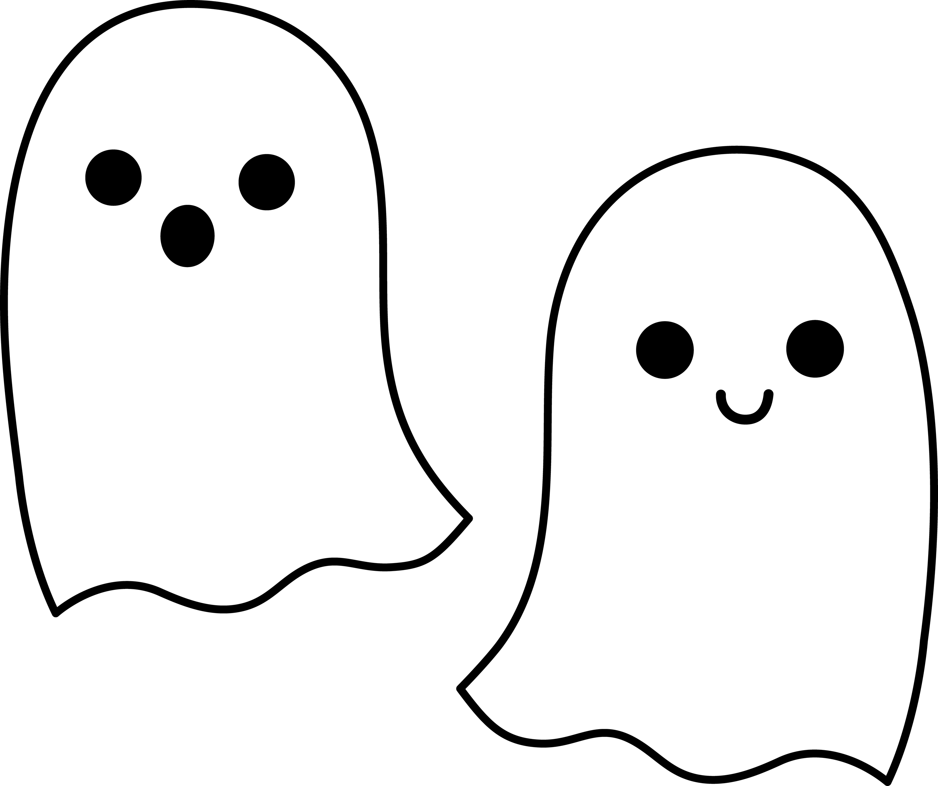 Cartoon Ghost Png Image (white, black)