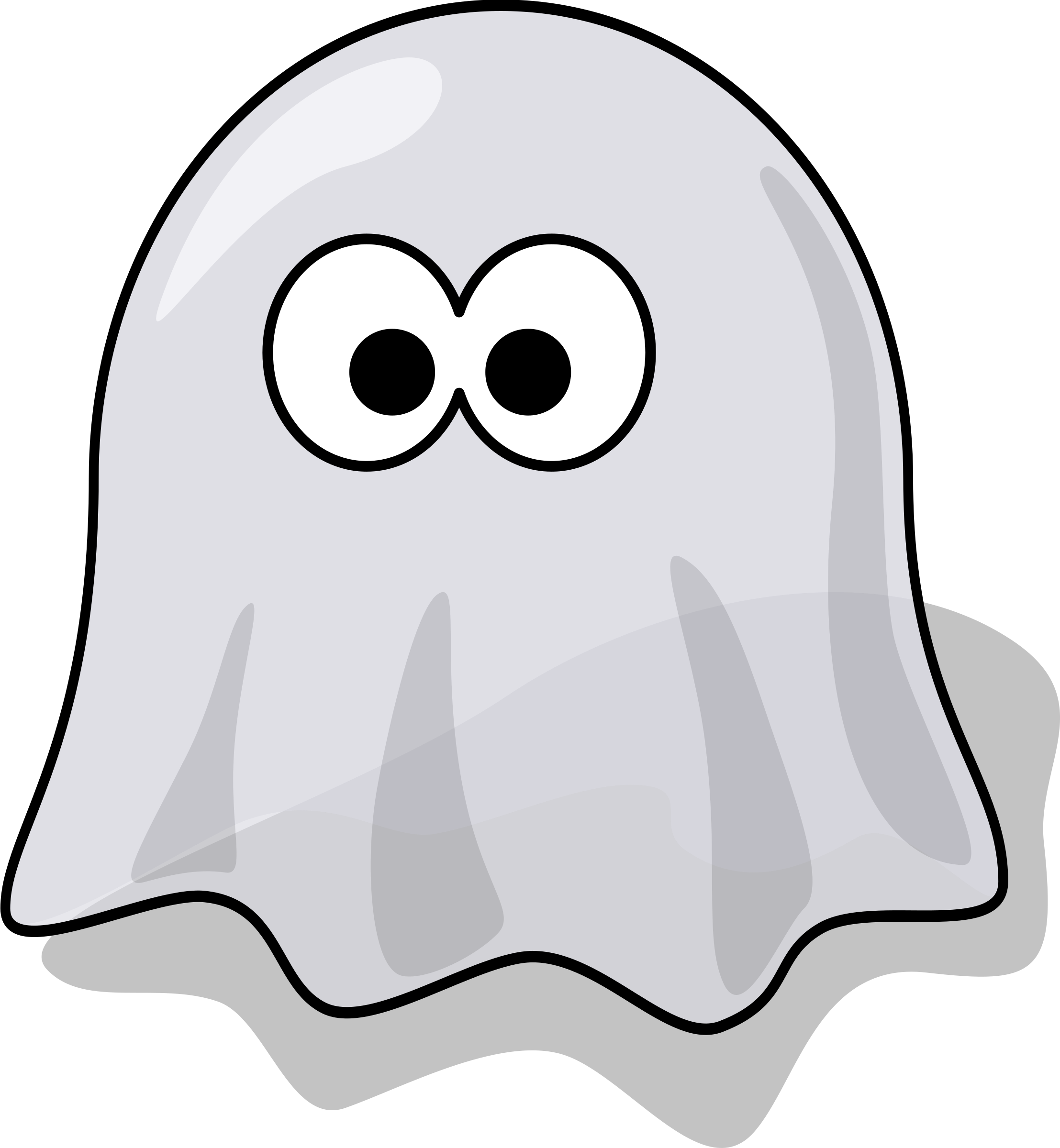 Cartoon Ghost Png Isolated File (black, white, silver, lavender)