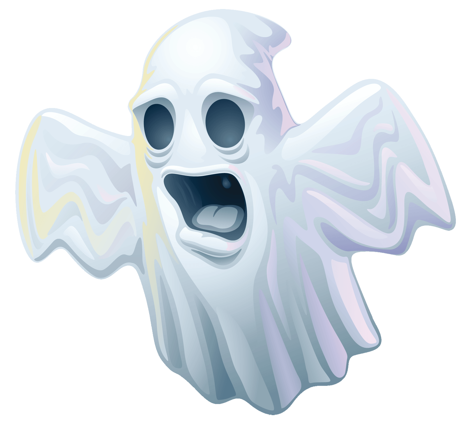 Cartoon Ghost Png Transparent (black, white, silver, lavender)