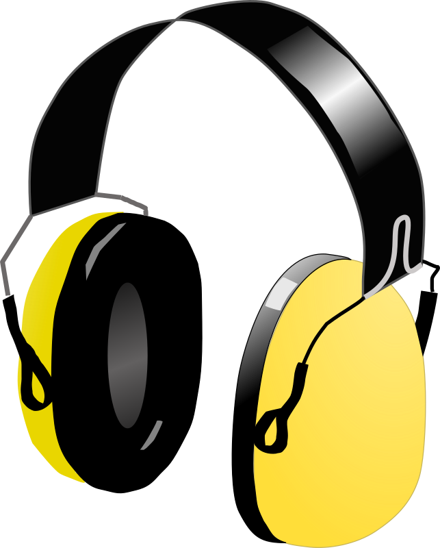 Cartoon Headphone Clip Art Png (black, gold)