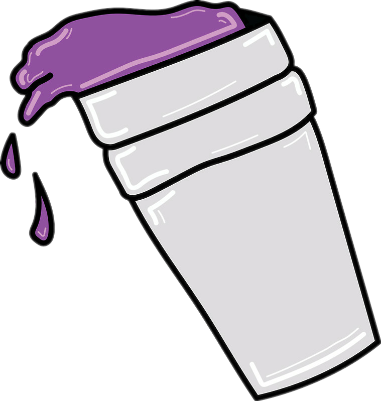 Cartoon Lean Cup Png Isolated Photo (black, gray, lavender)