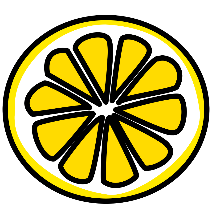 Cartoon Lemon Png Pic (black, white, gold)