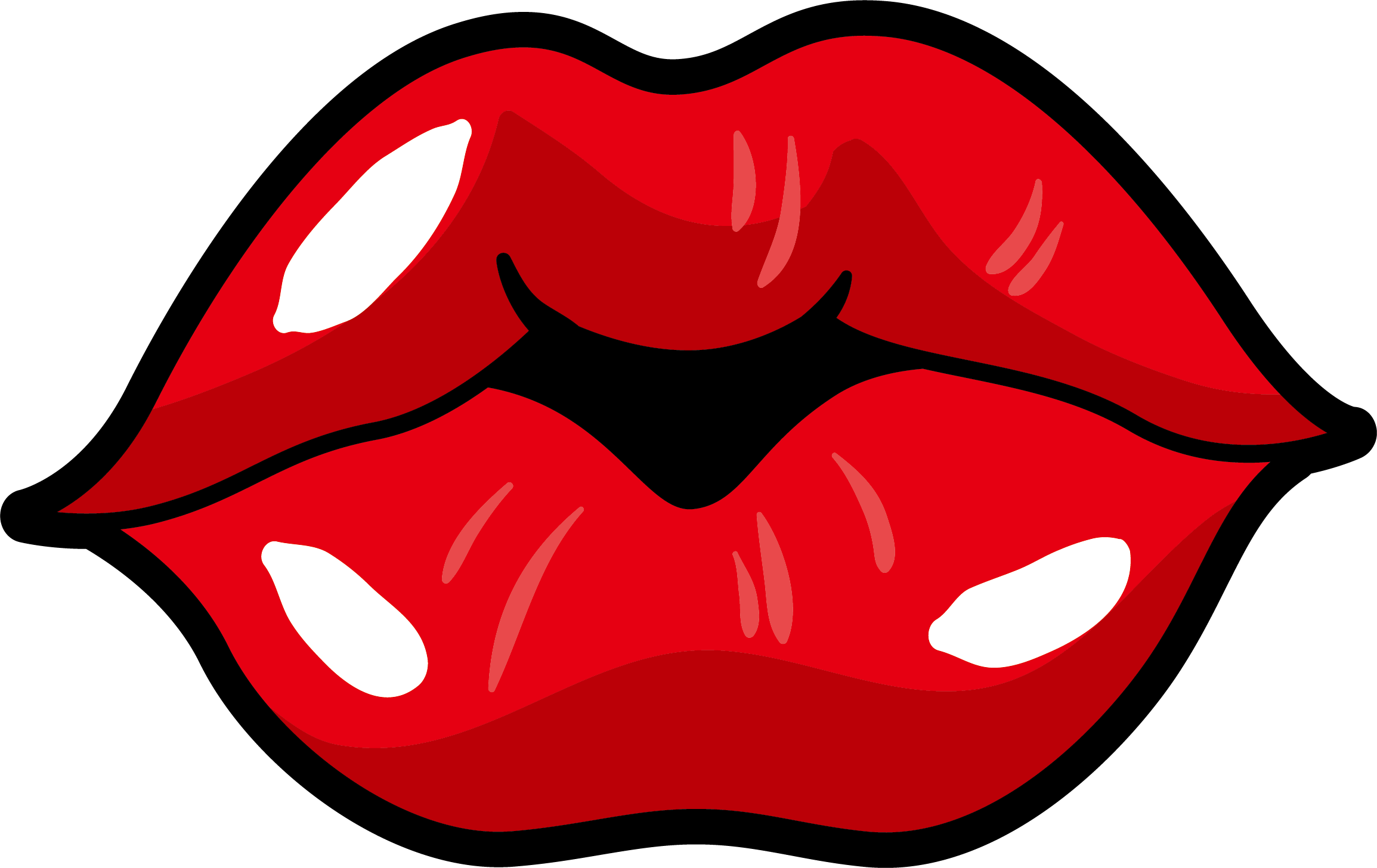 Cartoon Lips Png File (white, black, red, maroon)