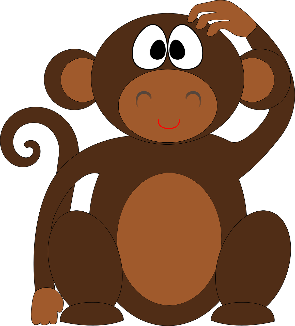 Cartoon Monkey Png Clipart (black, white, chocolate, maroon)