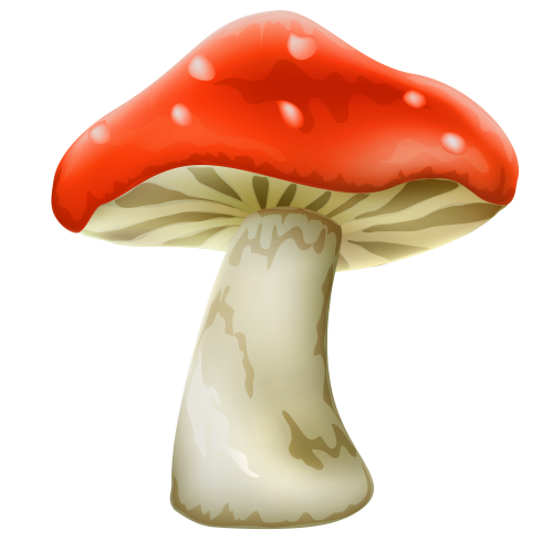 Cartoon Mushroom Download Png Image (black, red, beige)