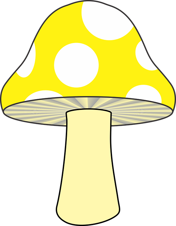 Cartoon Mushroom Png Isolated Image (black, white, beige, yellow)