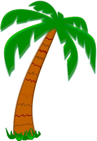 Cartoon Palm Tree Png Image (white, chocolate, green)