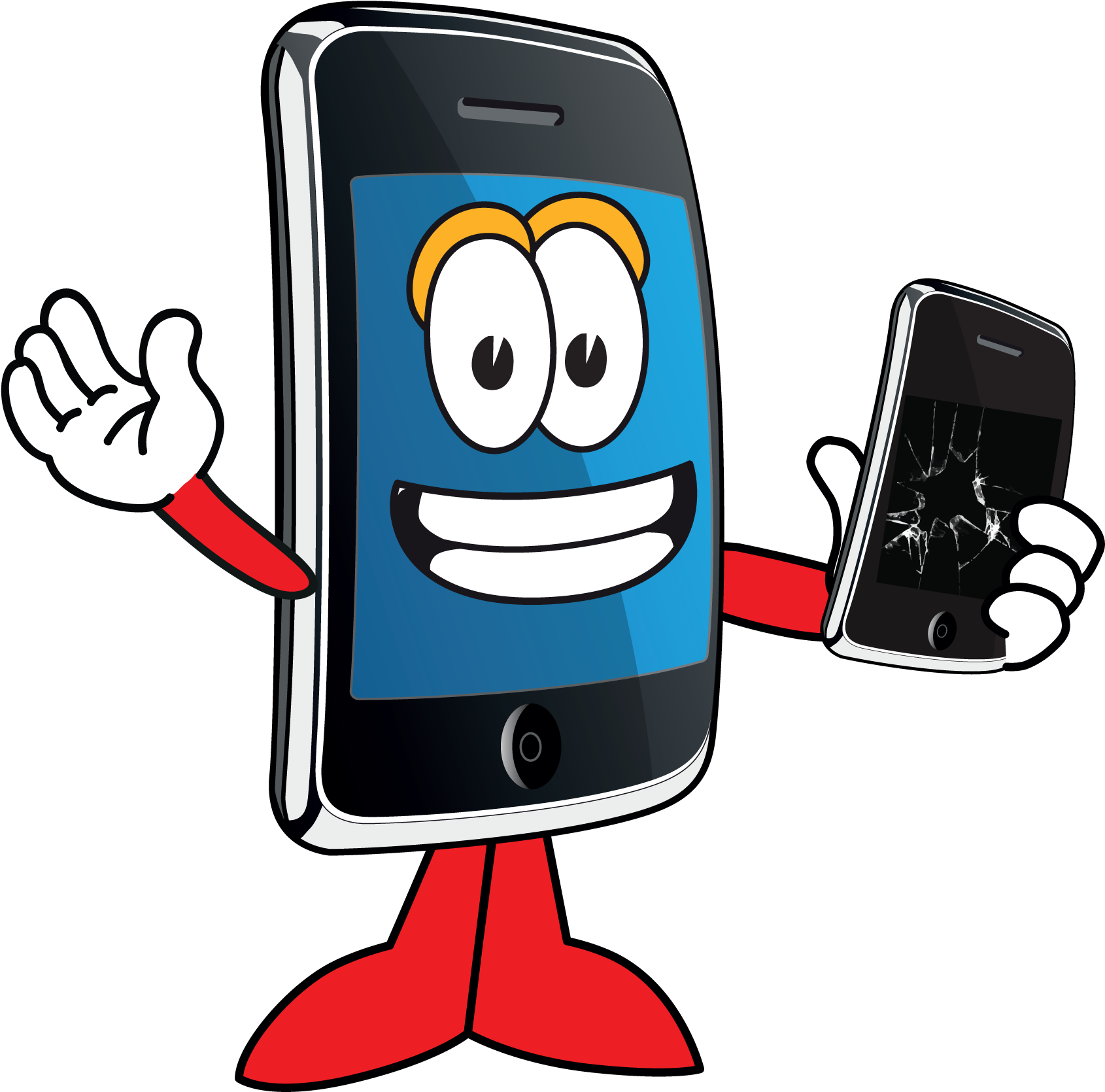 Cartoon Phone Png Clipart (black, white, red, teal)