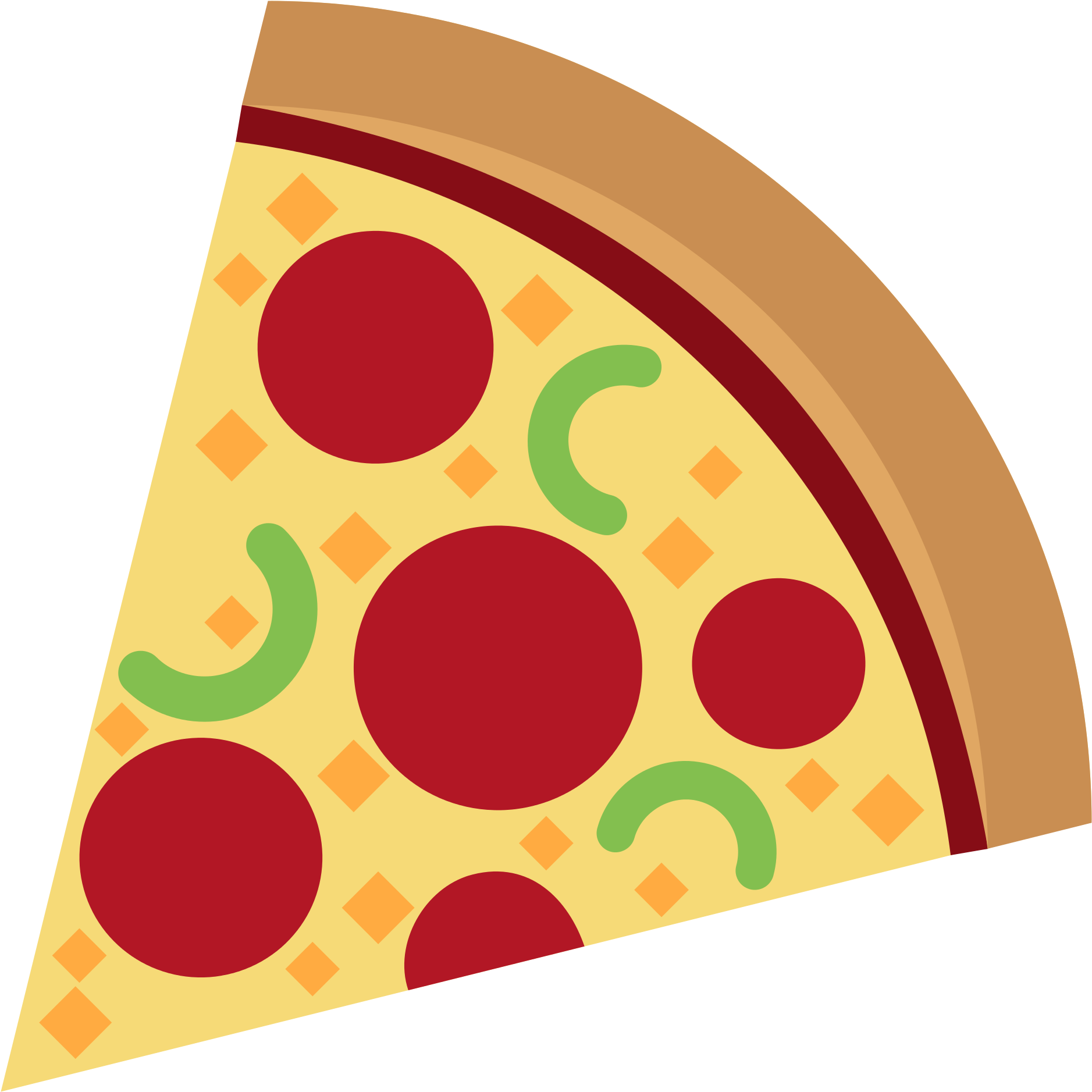 Cartoon Pizza Png Image (orange, maroon, salmon, black, pink)