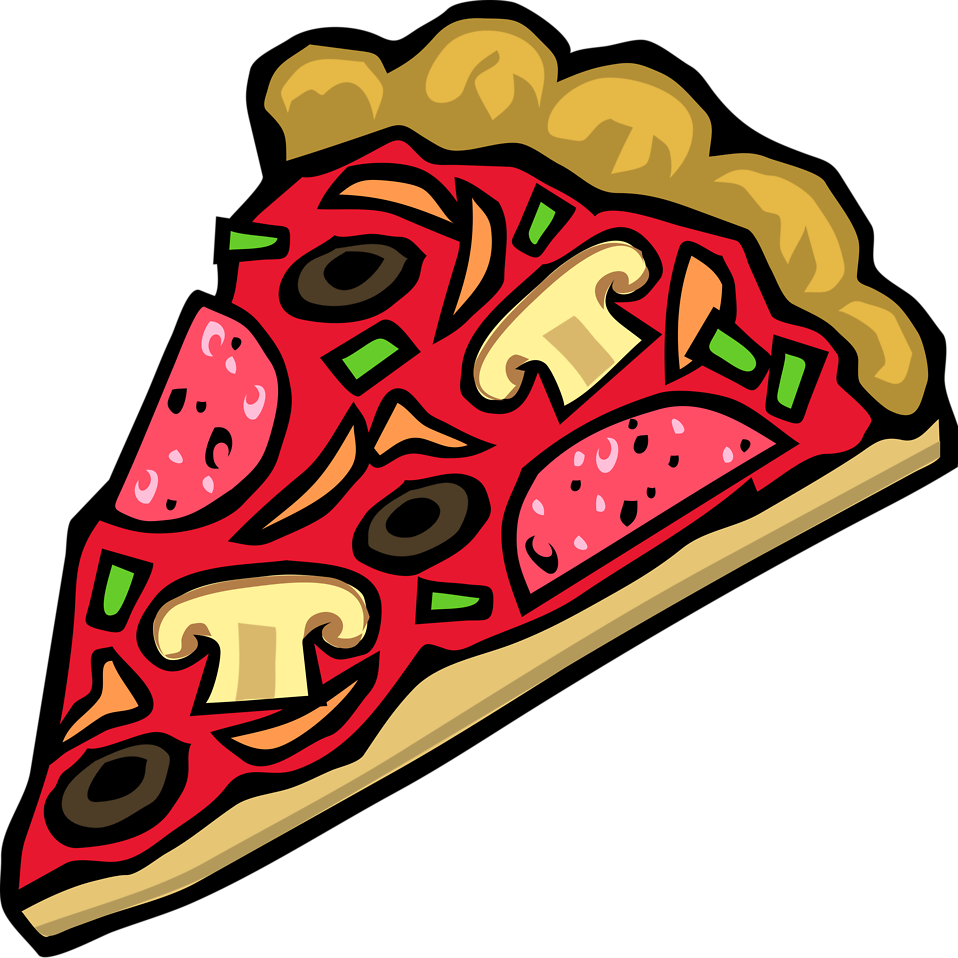 Cartoon Pizza Png (black, salmon, red, chocolate)