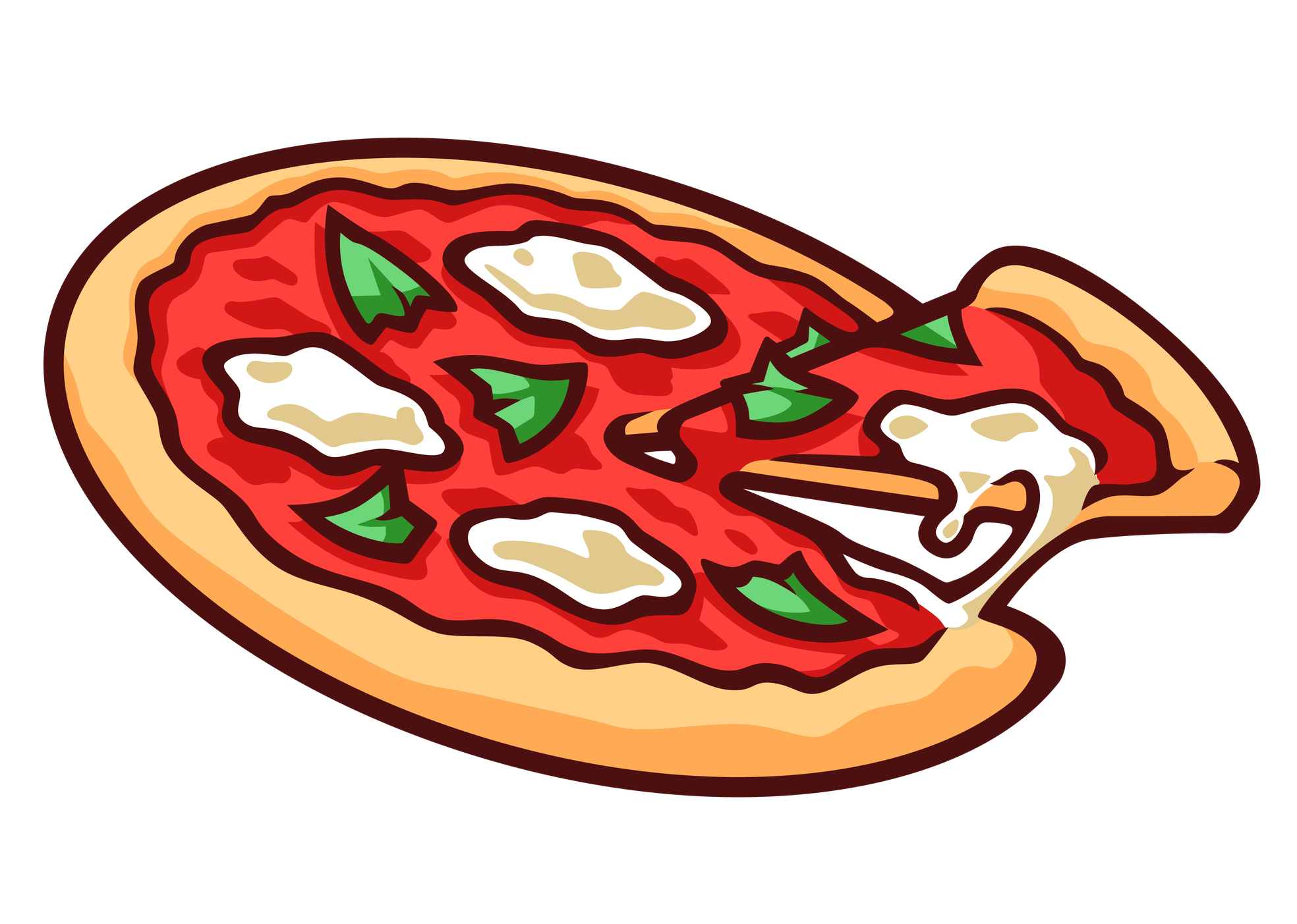 Cartoon Pizza Transparent Png (chocolate, salmon, black, white, pink)