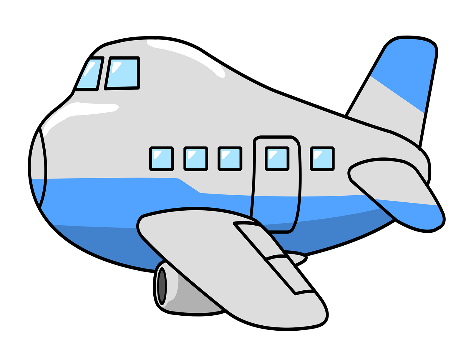 Cartoon Plane Png Photo (white, black, greenish blue, gray, lavender)