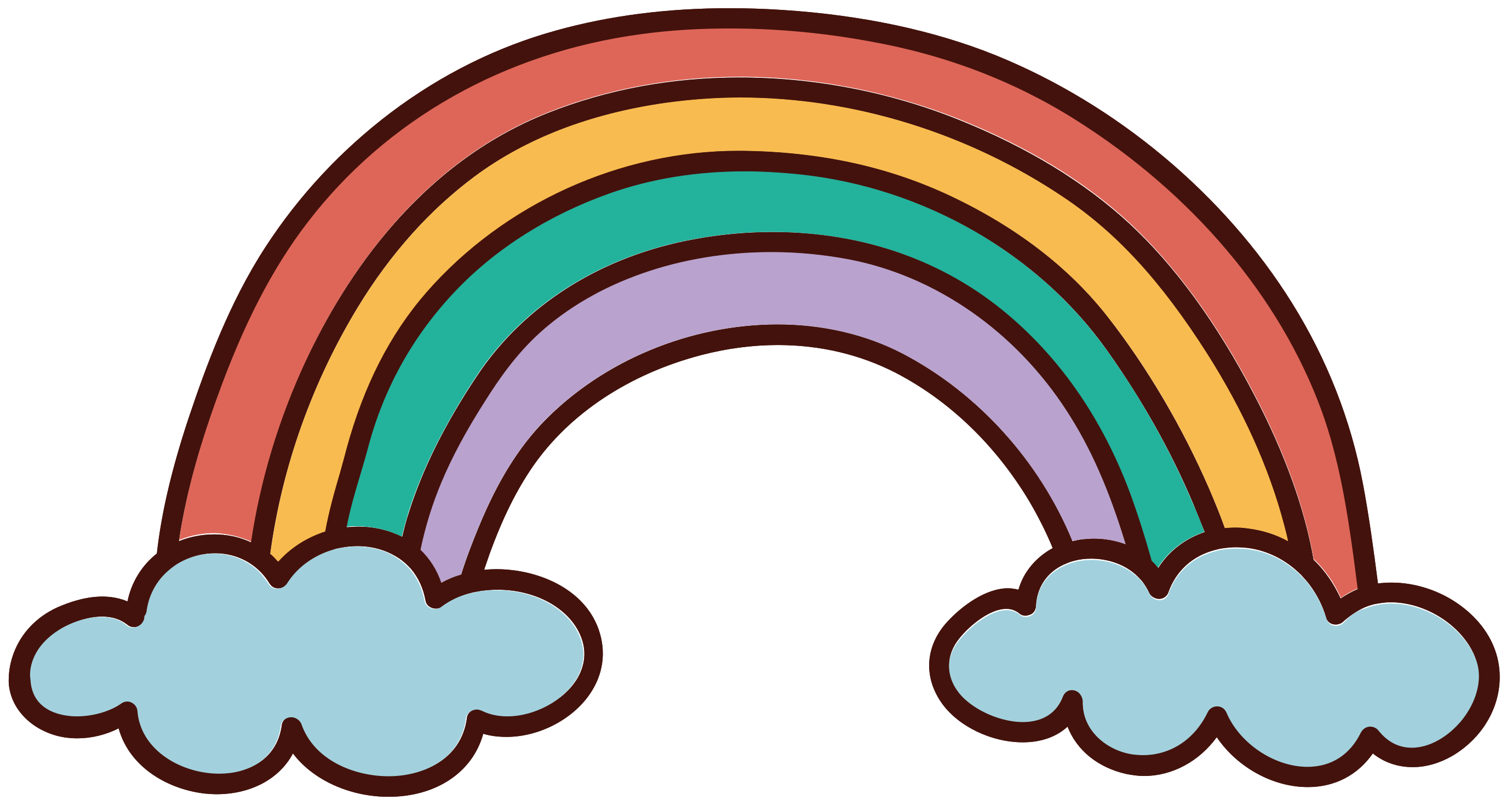 Cartoon Rainbow Png Clipart (white, teal, silver, salmon)