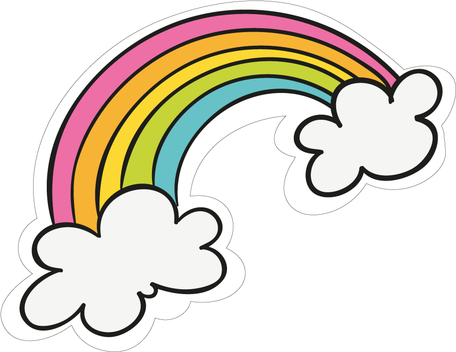 Cartoon Rainbow Png Photo (orange, salmon, black, white, gold)