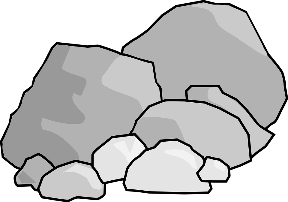 Cartoon Rock Png Clipart (black, gray, silver, lavender)