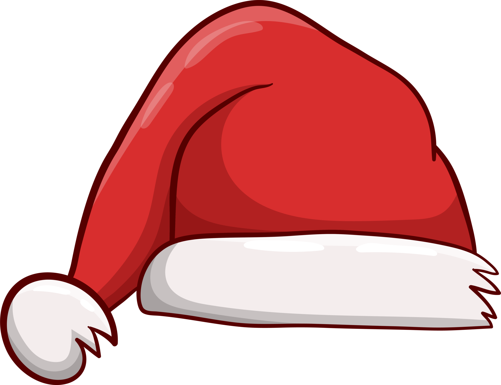 Cartoon Santa Hat No Background (chocolate, maroon, white, black, beige)