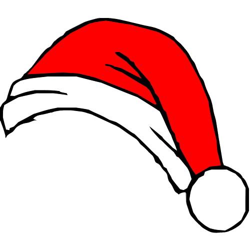 Cartoon Santa Hat Png Image (white, red, black)