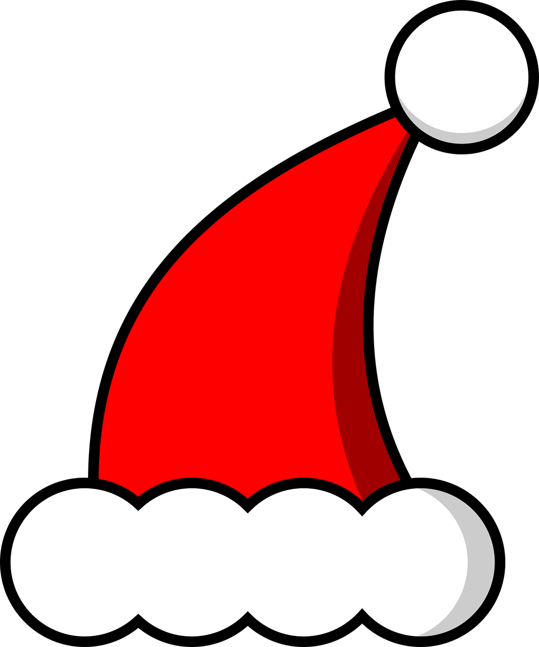 Cartoon Santa Hat Png (maroon, white, black, red, silver)