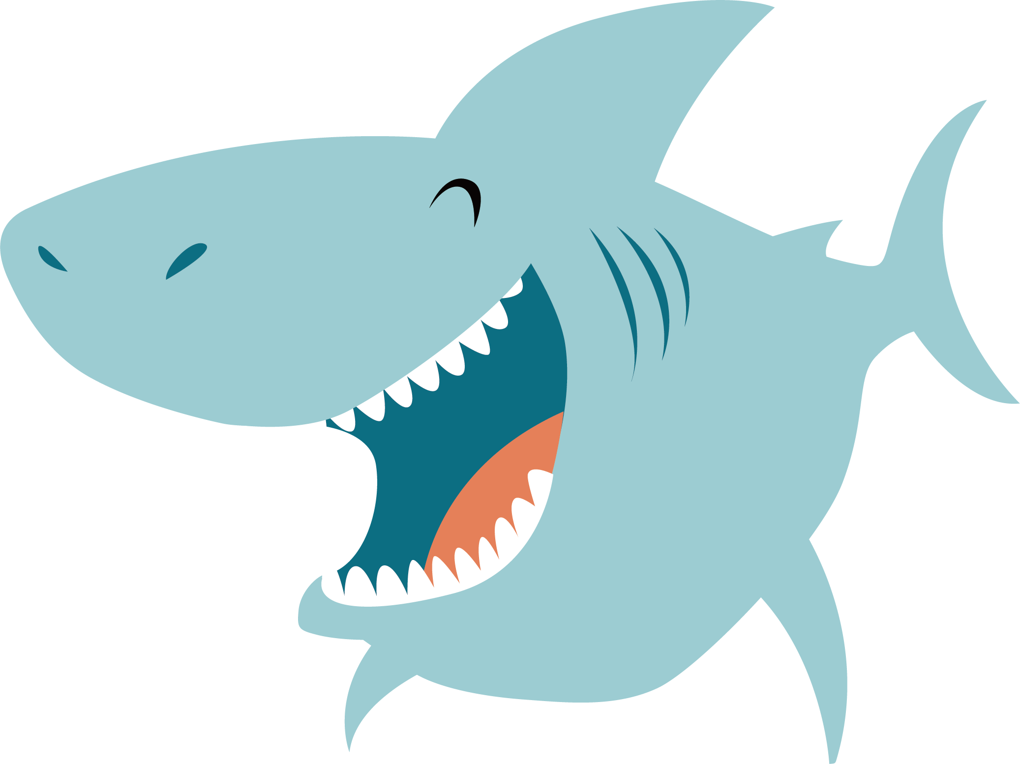 Cartoon Shark Png Isolated Pic (white, teal, silver)