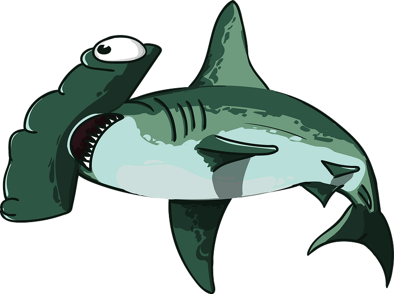 Cartoon Shark Transparent Png (black, gray, teal, mint)