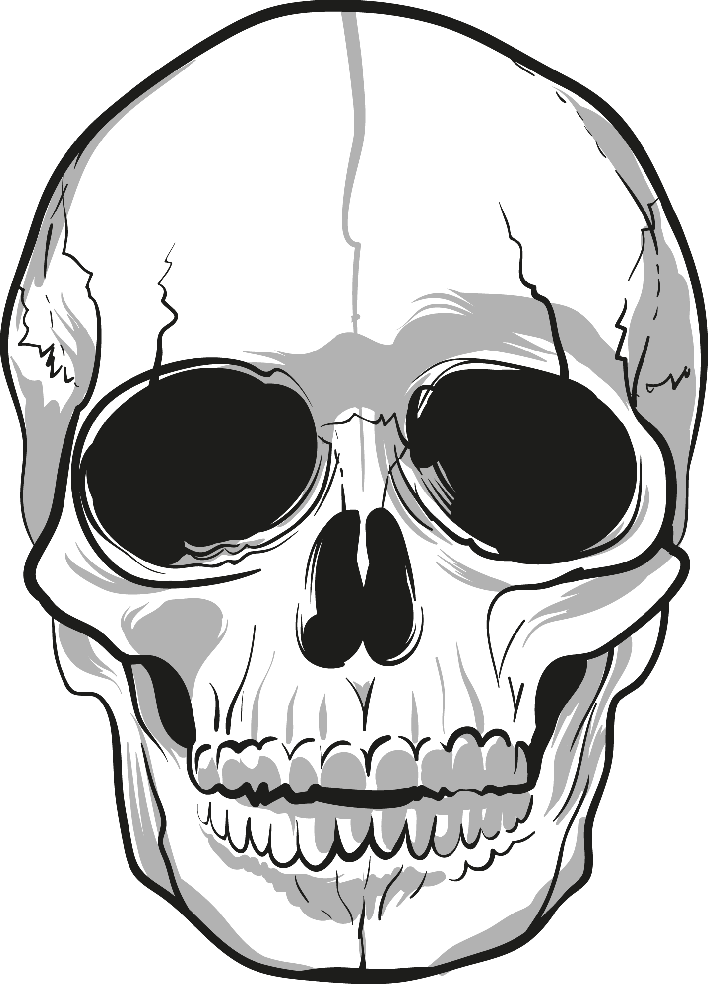 Cartoon Skull Png Transparent (white, black, silver)