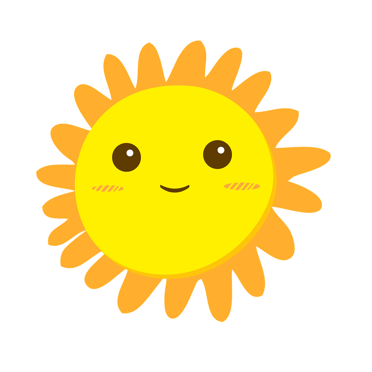 Cartoon Sun No Background (black, orange, yellow)