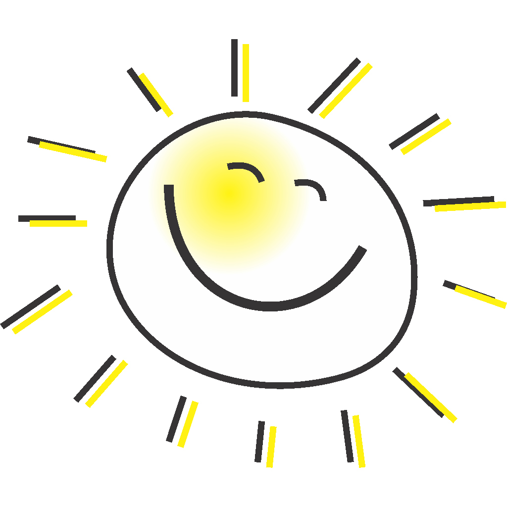 Cartoon Sun Png Isolated Image (black, white)