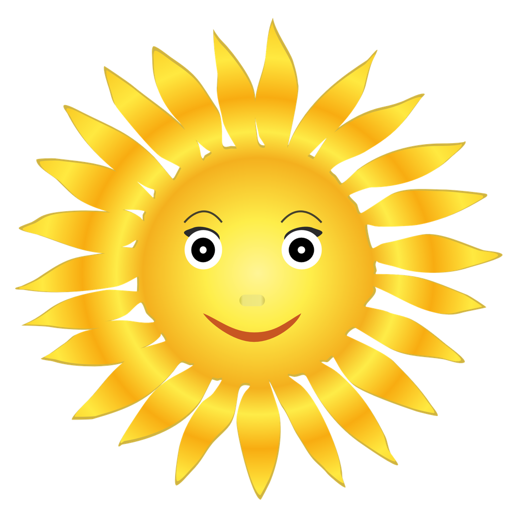 Cartoon Sun Png Isolated Photo (gold, black, orange)