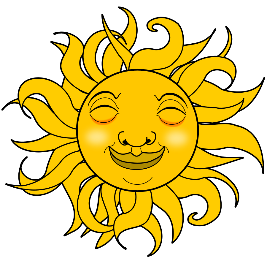 Cartoon Sun Png Photo (black, gold)