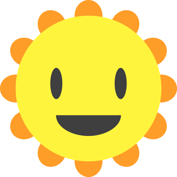 Cartoon Sun Png Photo (indigo, black, orange, yellow)