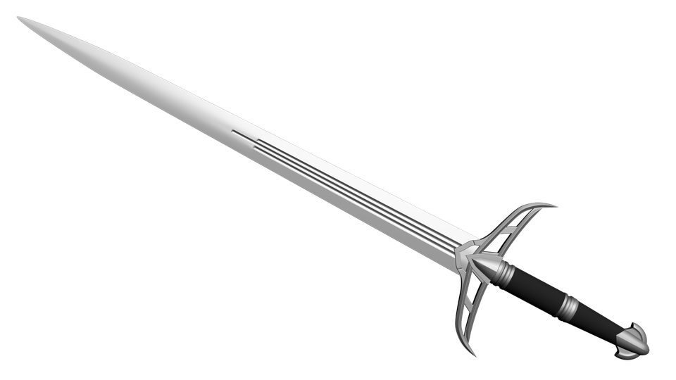 Cartoon Sword Png Clipart (black, white, silver)