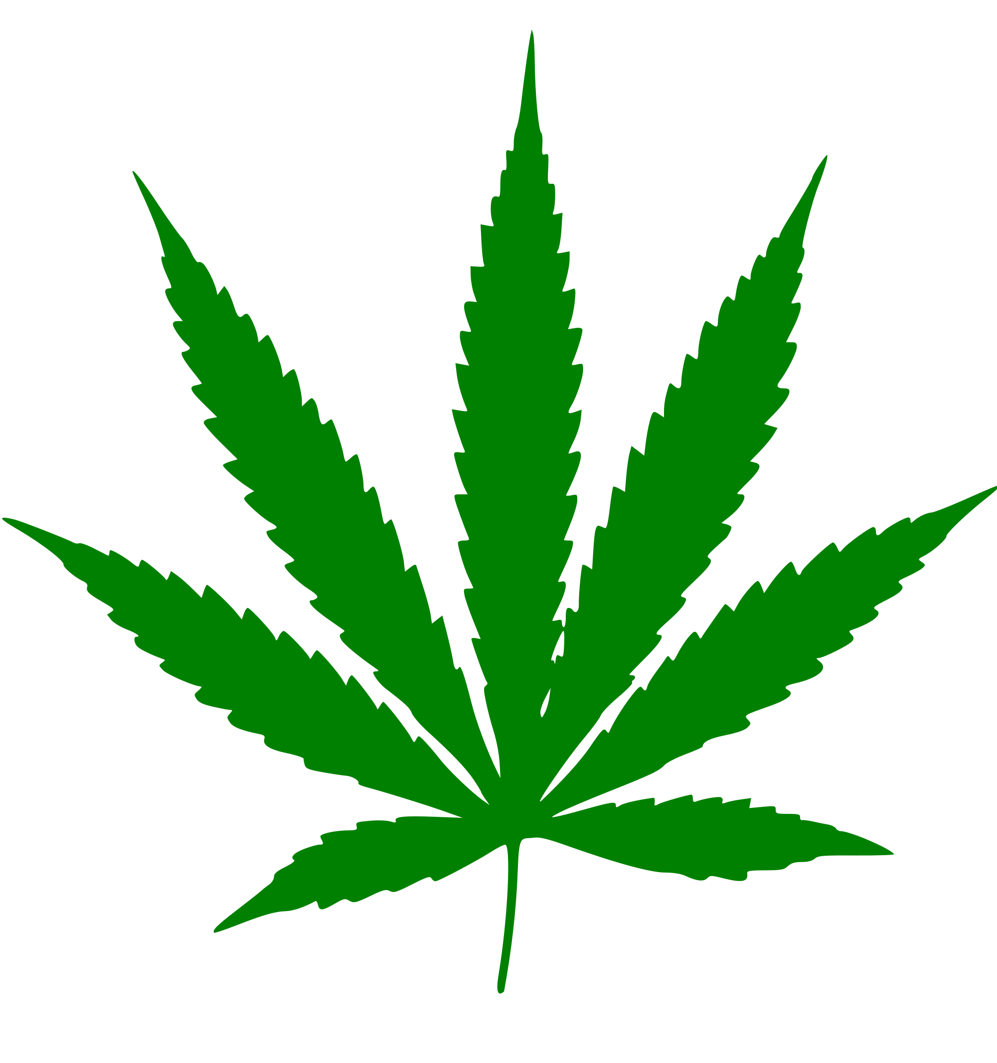 Cartoon Weed Leaf Png Isolated Pic (black, green)