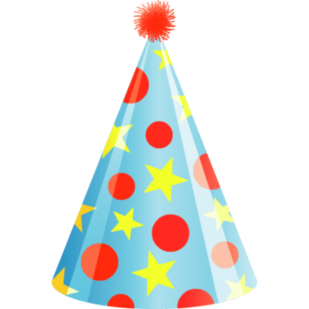 Party Birthday Hat Transparent Isolated Background (red, yellow, black, silver, mint)