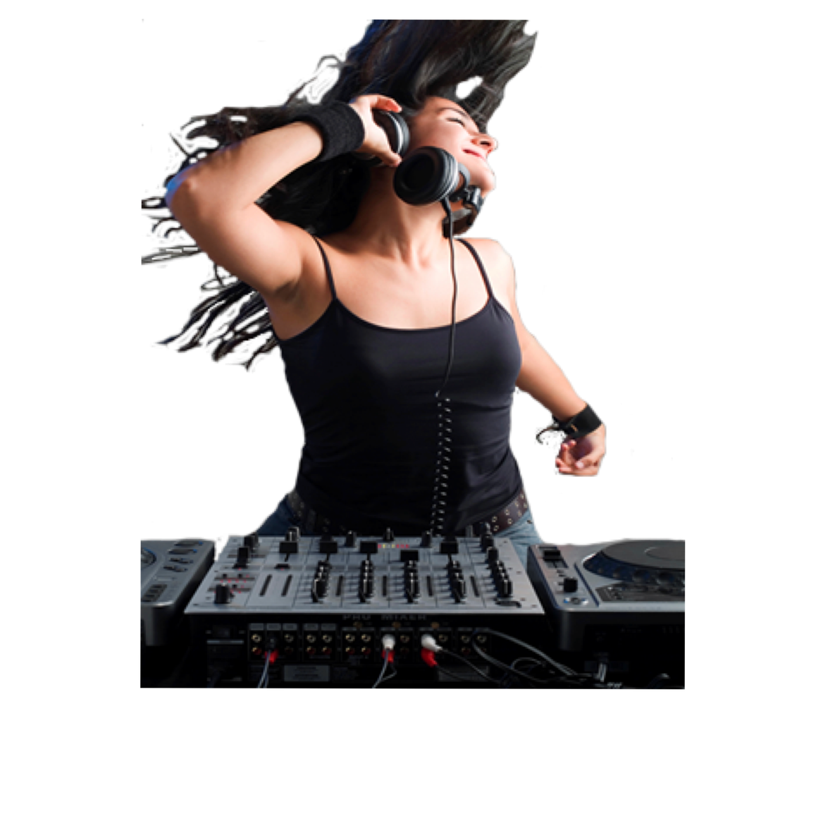 Party Dj Girl Png Image (black)