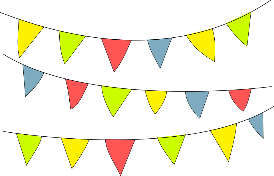 Party Flags Png File (silver, black, yellow, salmon)