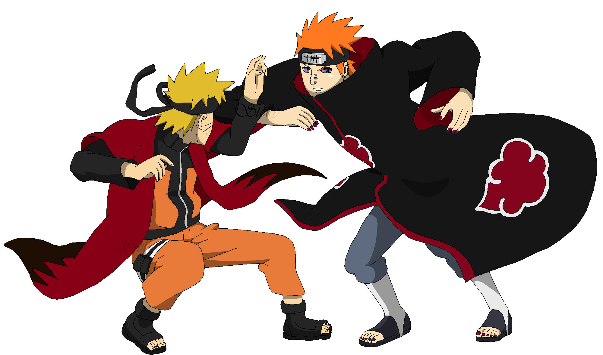 Naruto Pain Png Transparent Image (white, maroon, chocolate, black)