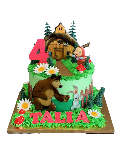 Masha And The Bear Cake Png Picture (maroon, olive, mint, black)