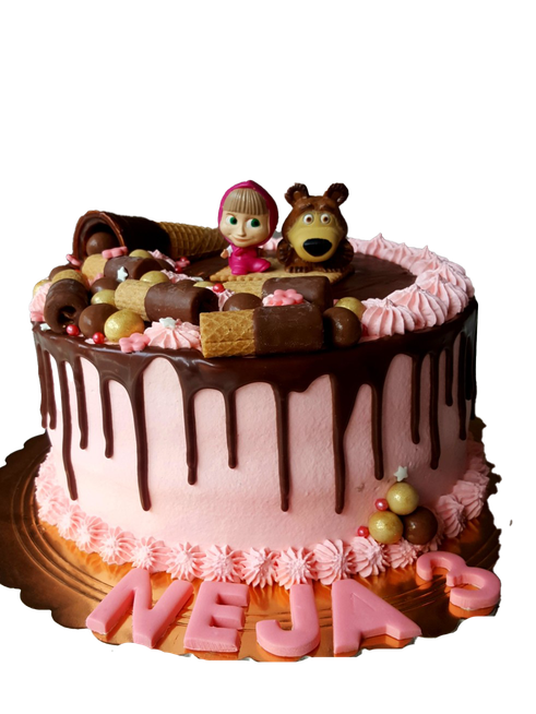 Masha And The Bear Cake Transparent Background Png (beige, black)