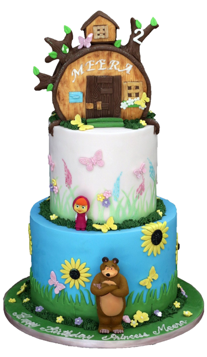 Masha And The Bear Cake Transparent Image (lavender, black)