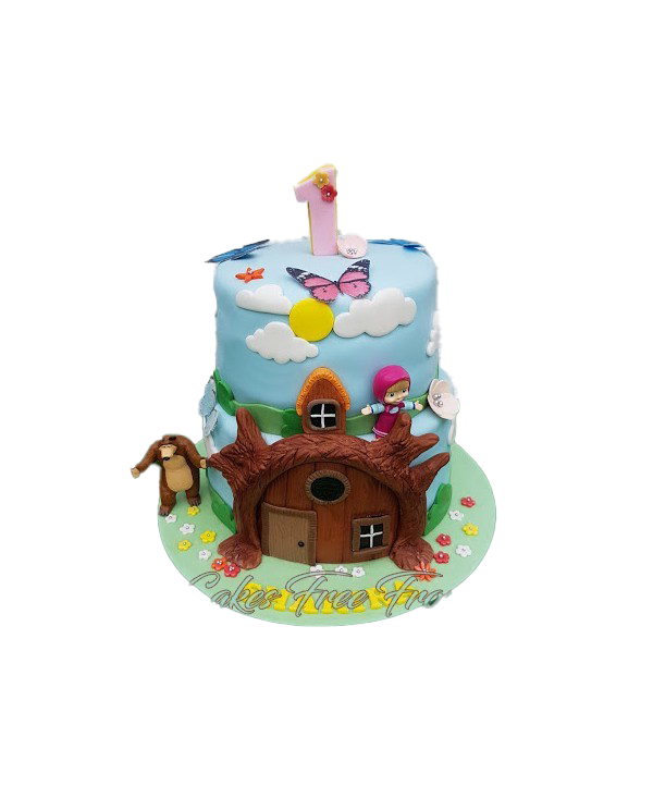 Masha And The Bear Cake Transparent Images (white, lavender)